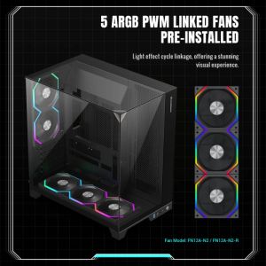 Gamemax кутия Case ATX - Infinity Pro Black - 5 x 120 mm Addressable RGB fans