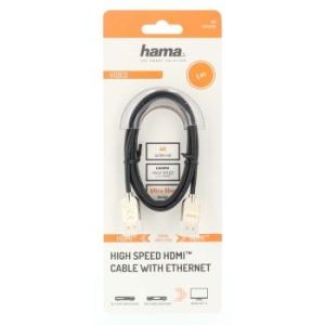 Cablu HAMA Ultra-Slim, HDMI tată - HDMI tată, Ultra-HD, 4K, 2,0 m, Ecranat, Negru
