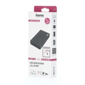 Cititor de carduri HAMA All in One, USB 3.0, SD/microSD/CF/MS, 5 Gbps, negru
