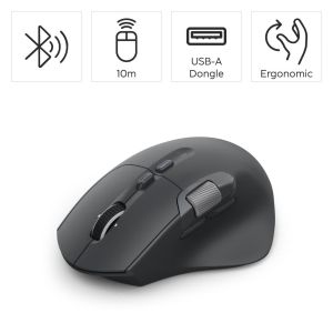 HAMA Мишка „WM-900“ мултифункционална, ергономична, Bluetooth, батерия, RGB, черна