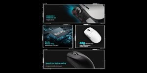 VXE професионална геймърска мишка Wireless Gaming Mouse Dragonfly R1 1K - Huano Ice Berry Pink Dot Switches, Black