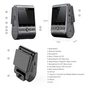 VIOFO Видеорегистратор Dash Cam A129 Plus DUO - GPS, Rear Cam included