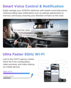 VIOFO Dash Cam A229 Pro 2 Channel - 4K, HDR, Dual Sony STARVIS 2, GPS, Bluetooth