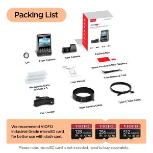 VIOFO Dash Cam A329S 2 Channel - 4K, HDR, Dual Sony STARVIS 2, GPS, Bluetooth, Wi-Fi 6