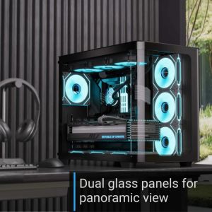 AeroCool кутия Case ATX - P500C-G-BK-v1 - 4 x 120 mm Infinity Mirror A-RGB