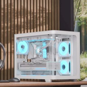 AeroCool кутия Case mATX - P300C-G-WT-v1 - 3 x 120 mm Infinity Mirror A-RGB