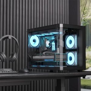 AeroCool Case mATX - P300C-G-BK-v1 - 3 x 120 mm Infinity Mirror A-RGB