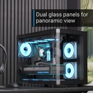 AeroCool Case mATX - P300C-G-BK-v1 - 3 x 120 mm Infinity Mirror A-RGB