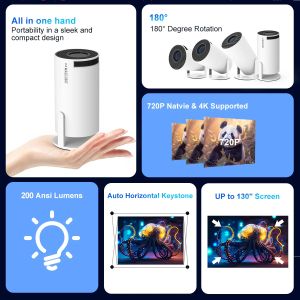 MagCubic преносим мултимедиен проектор Portable Multimedia Projector HY300 Pro - 4K, Android 11, Wi-Fi, Bluetooth 5.0