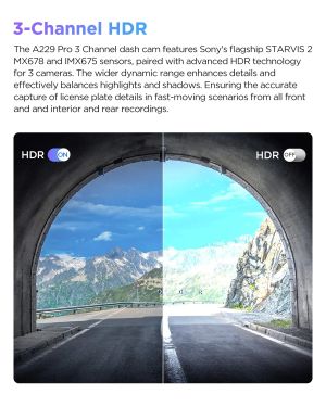 VIOFO Видеорегистратор Dash Cam A229 Pro 3 Channel - 4K, HDR, Dual Sony STARVIS 2, GPS, Bluetooth