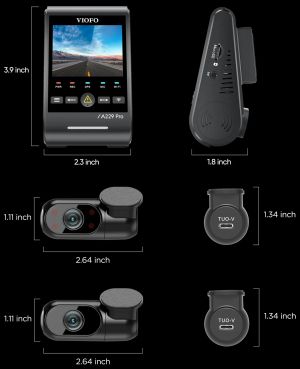 VIOFO Видеорегистратор Dash Cam A229 Pro 3 Channel - 4K, HDR, Dual Sony STARVIS 2, GPS, Bluetooth