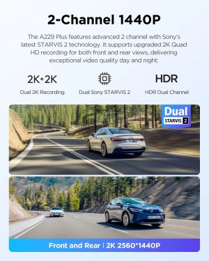 VIOFO Видеорегистратор Dash Cam A229 Plus 2 Channel - 2K, HDR, Sony STARVIS 2, GPS