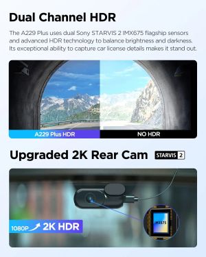 VIOFO Видеорегистратор Dash Cam A229 Plus 2 Channel - 2K, HDR, Sony STARVIS 2, GPS