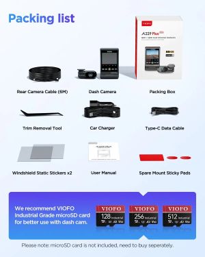 VIOFO Видеорегистратор Dash Cam A229 Plus 2 Channel - 2K, HDR, Sony STARVIS 2, GPS