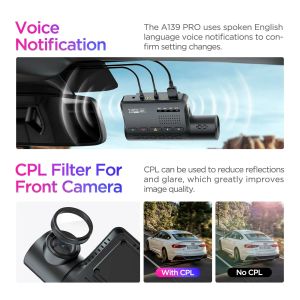 VIOFO Видеорегистратор Dash Cam A139 PRO 3 Channel - 4K UHD, Sony STARVIS 2, GPS