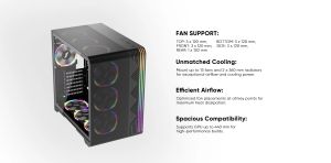 1stPlayer кутия Case ATX - VT7-BK - USB-C, Mesh, A-RGB
