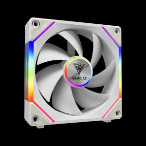 Gamdias Комплект вентилатори Fan Pack 3-in-1 3x120mm - AEOLUS P2-1203 White, Swappable Fan Blades (Reverse Fan Blades Included), Daisy-Chain, Infinity Mirror