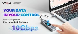 VCom Storage - Case - M.2 NVMe/SATA M/B key - USB-C/A Gen.2 10Gbps, Fingerprint Encryption - CU855SN-F