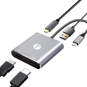 VCom докинг станция Docking Station USB-C 4-in-1 - CU450S - HDMI x 2, USB2.0, USB-C PD3.0 100W, MST