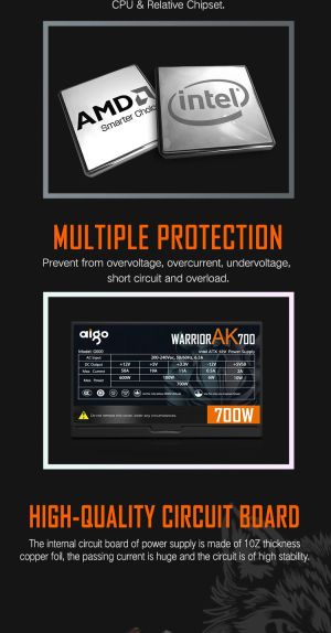 Aigo PSU 700W - Warrior AK700 RGB