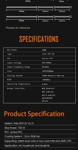 Aigo PSU 700W - Warrior AK700 RGB