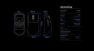 Lamzu професионална геймърска мишка INCA 8K - Wireless Gaming Mouse - Black