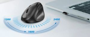 Genius вертикална безжична мишка Vertical Mouse wireless Ergo 8350S - Silent, AI, Bluetooth, 2.4G, Dark Grey