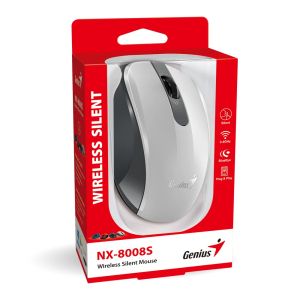 Genius Wireless Silent Mouse - NX-8008S White+Gray - Silent, 2.4GHz