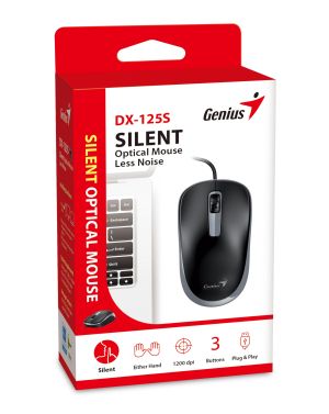 Genius Silent Mouse DX-125S Black+Grey - SILENT, USB