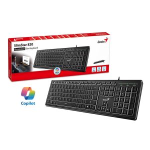 Genius Keyboard SlimStar 820 Black  - AI, Illuminated, Slim, BG, USB