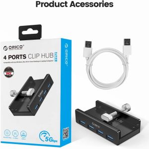 Orico USB 3.0 HUB Clip Type 4 port - aux Micro-USB power input, Black - MH4PU-P-BK
