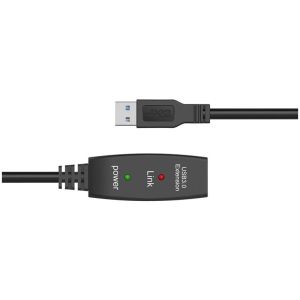 VCom Кабел удължение USB 3.0 AM / AF Active Extension Cable 5M Black - CU827A-5.0m