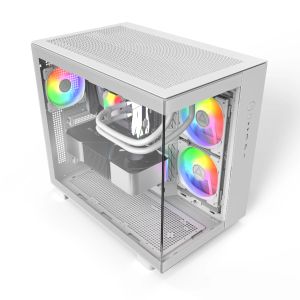 Montech кутия KING 65 Pro, Dual Chamber Mid-tower Case, 3 ARGB Fans, White