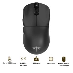 VGN Wireless Gaming Mouse F1 PRO MAX DRAGONFLY - 1K (4K compatible), Kailh Black Gold Mamba Switches, White