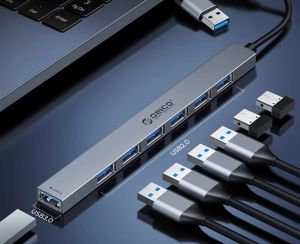 Orico HUB USB-C/USB-A 7 port - USB3.0 x 1, USB2.0 x 6 - YSA2-U3-GY