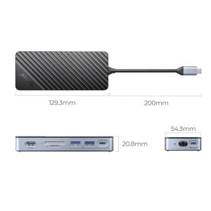 Orico Portable Docking station M.2 SATA/NVMe - HDMI, USB3.2-A x 2, USB-C (10Gbps) x 1,USB-C (PD100W), SD/TF - OM28P-G2-BK