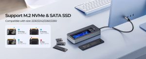 Orico Portable Docking station M.2 SATA/NVMe - HDMI, USB3.2-A x 2, USB-C (10Gbps) x 1,USB-C (PD100W), SD/TF - OM28P-G2-BK