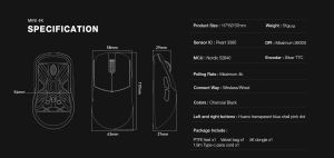 Lamzu професионална геймърска мишка ATLANTIS MINI 4K - Wireless Gaming Mouse - Charcoal Black