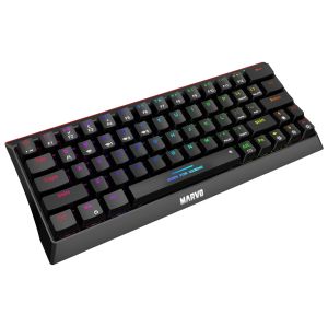 Marvo безжична механична геймърска клавиатура Wireless Gaming Mechanical keyboard Hecate 61WR Black - KG962W-R - Bluetooth 5.0, 63 keys
