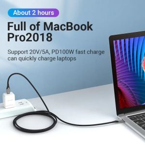 Vention Кабел USB 2.0 Type-C to Type-C - 1.0M Black 5A Fast Charge - TAEHF