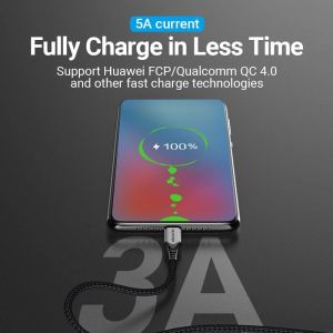 Vention Кабел USB 2.0 Type-C to Type-C - 1.0M Black 5A Fast Charge - TAEHF