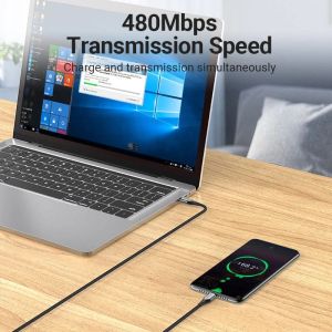 Vention Кабел USB 2.0 Type-C to Type-C - 1.0M Black 5A Fast Charge - TAEHF