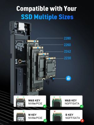 VCom Storage Case - M.2 NVMe/SATA/NGFF M/B key - 10Gbps USB3.1 Type-C/A - CU850SN