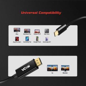 VCom Cable Type-C to DisplayPort - Black - CU422C-1.8m