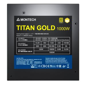Montech TITAN GOLD 1000, PSU ATX3.0, 80 Plus Gold, Cybernetics Gold, Full Modular
