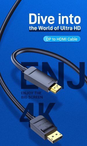 Vention Cable DisplayPort to HDMI 3.0m - 4K, Gold Plated - HFOBI