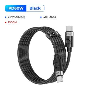 Orico Cable USB C-to-C PD 100W Charging 1.0m Black - CDX-100CC-BK