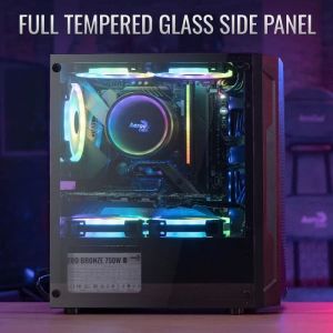 AeroCool кутия Case mATX - Trinity Mini-G-BK-v3 - 3 fans included, Tempered Glass