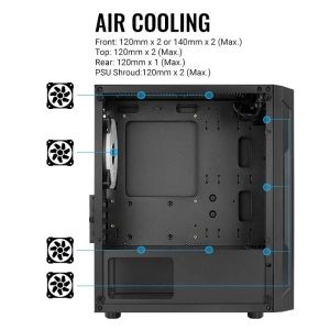 AeroCool кутия Case mATX - Trinity Mini-G-BK-v3 - 3 fans included, Tempered Glass
