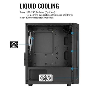 AeroCool кутия Case mATX - Trinity Mini-G-BK-v3 - 3 fans included, Tempered Glass